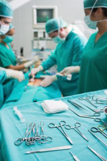 surgical tools in OR during surgery