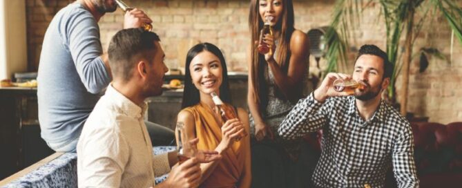 friends drinking together at home